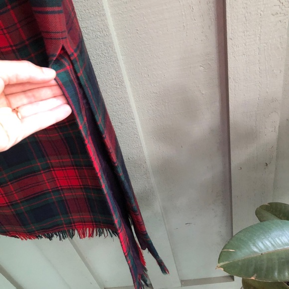 Vintage Rafaella Skirt 100% Wool Tartan Plaid Red Green Lined Fringe Maxi 10 - Picture 4 of 7